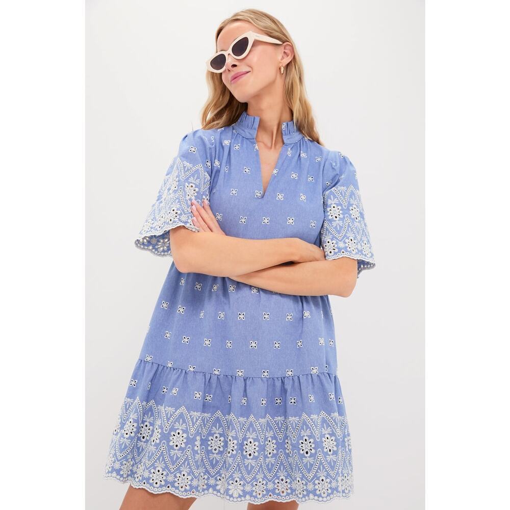 Tuckernuck Blue Eyelet Mini Dress